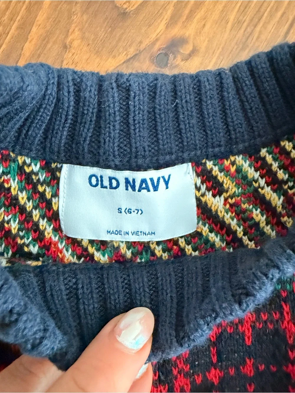Old Navy Red, Navy & Green Tartan Plaid Kids Sweater